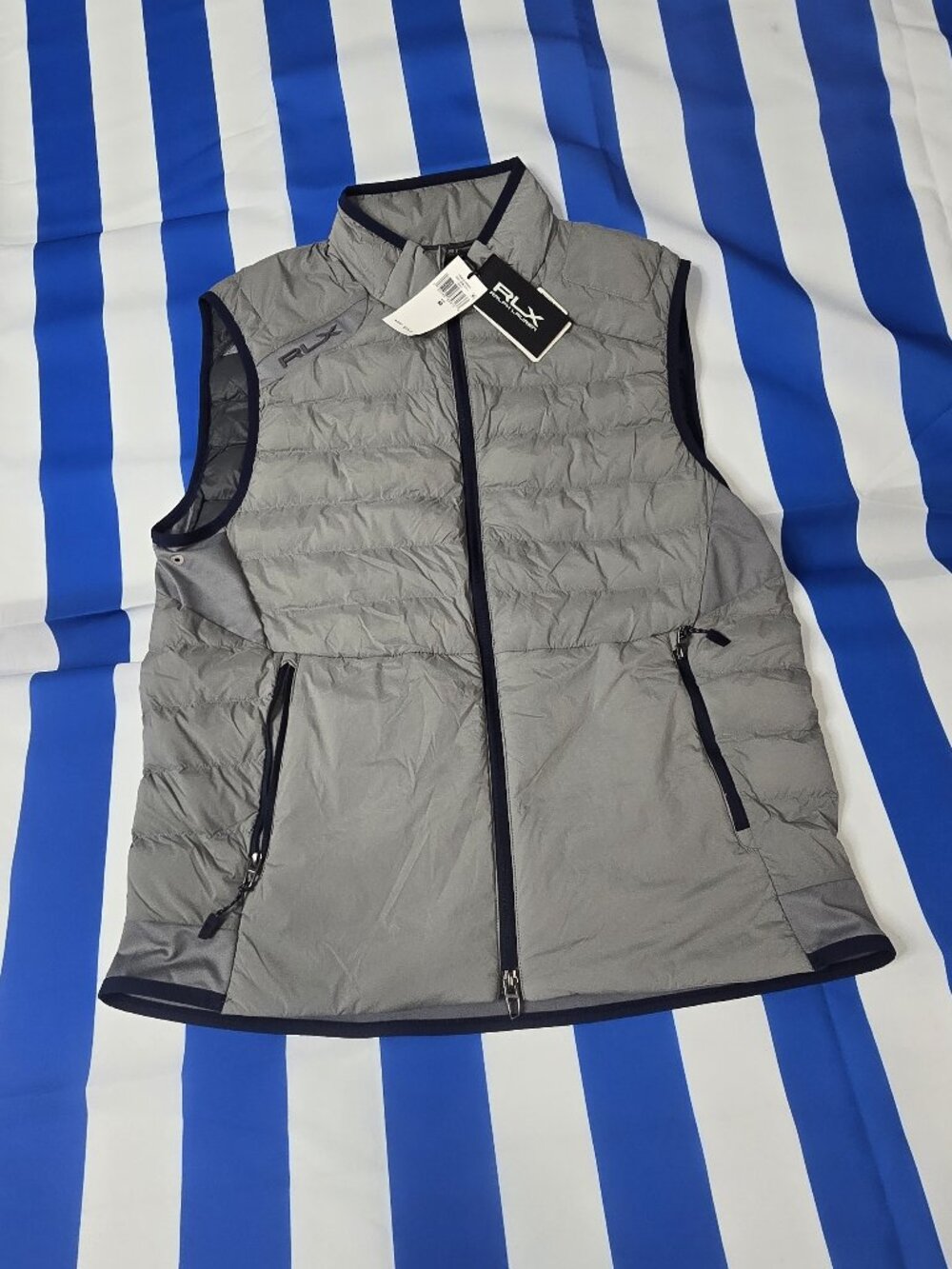 RLX Ralph Lauren Silver-Gray Full-Zip Puffer Vest 785A53540003 (M) $228